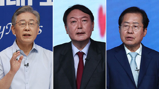 이재명 경기도지사(왼쪽부터), 윤석열 전 검찰총장, 홍준표 의원.   연합뉴스